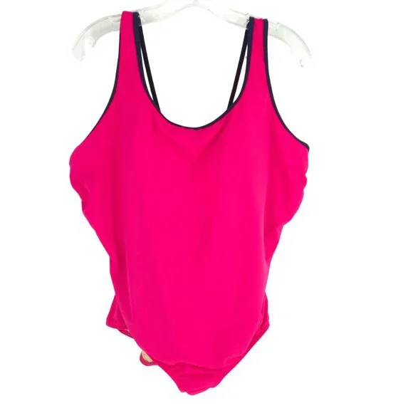 Lands' End Swim suit Pink One Piece Summer Vacation Pool Party Ocean Modest 22W - Picture 1 of 16